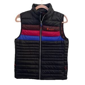 Cotopaxi Fuego Vest Women Small Down 800 FP Puffer Packable Black Pink Stripe